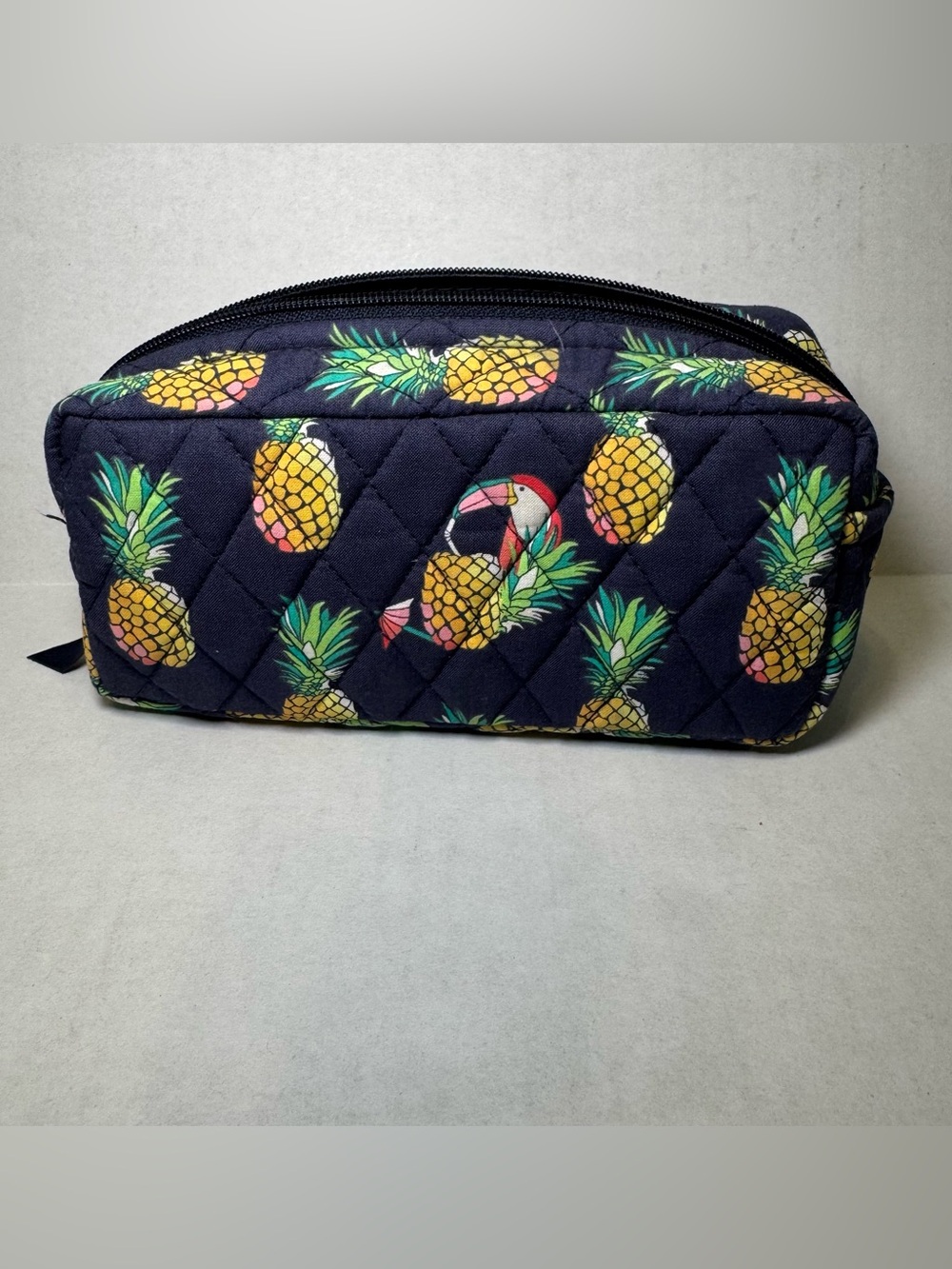 Vera Bradley Retired Toucan Party Quilted Cosmetic Bag | Pineapple Print